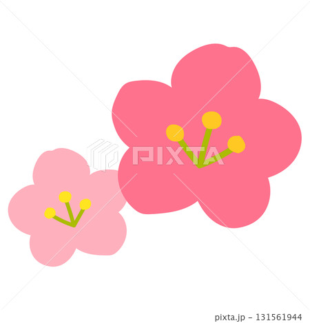 桃の花　梅の花　和柄 131561944