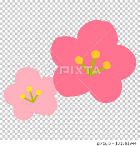 桃の花　梅の花　和柄 131561944