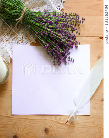 Lavender flowers lie on the table 131562404