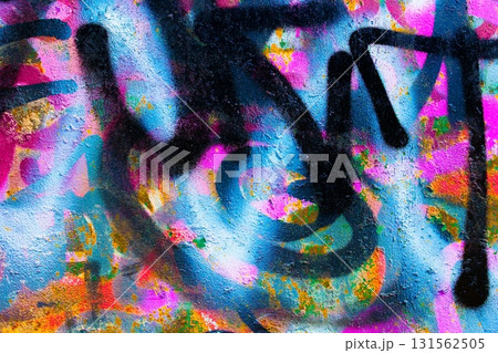 Vibrant Graffiti Art in Neon Blue, Pink, Orange for Urban 80s, Y2K Style 131562505