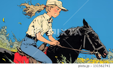 乗馬をしている若い女性