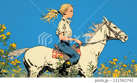 乗馬をしている若い女性