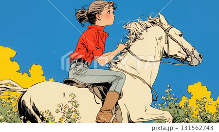 乗馬をしている若い女性 乗馬をしている若い女性 131562743