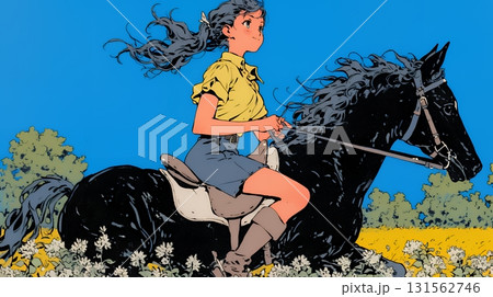 乗馬をしている若い女性