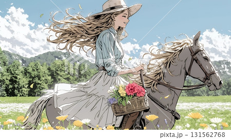 乗馬をしている若い女性