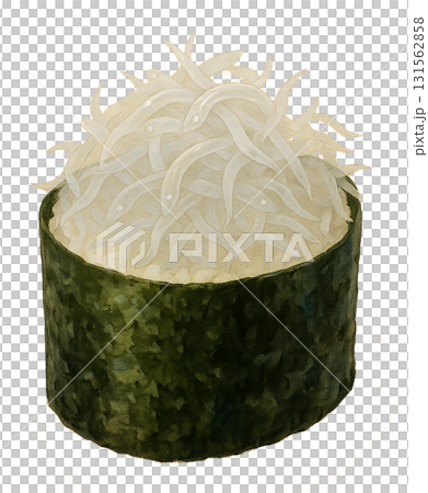 Illustration of small fish gunkan sushi (1 piece) Illustration of small fish gunkan sushi (1 piece) 131562858
