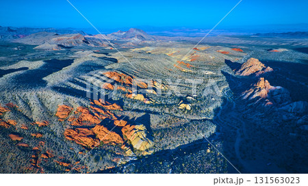 Aerial Red Rock Formations and Desert Landscape at Golden Hour Aerial Red Rock Formations and Desert Landscape at Golden Hour 131563023