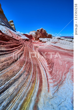 Layered Sandstone Waves and Vibrant Striations in Arizona Desert Marble Canyon Layered Sandstone Waves and Vibrant Striations in Arizona Desert Marble Canyon 131563238