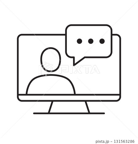Online video communication and chat icon. Virtual consultation and customer support symbol 131563286