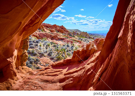 Red Rock Arch Formation and Desert Landscape Nevada 131563371