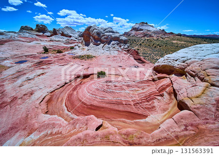 Swirling Sandstone Striations and Rugged Outcrops White Pocket Arizona Wide Angle Swirling Sandstone Striations and Rugged Outcrops White Pocket Arizona Wide Angle 131563391