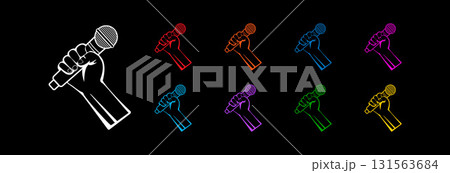 Hand with microphone icon. Hand with microphone icon. 131563684