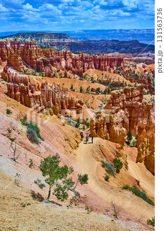 Bryce Canyon Hoodoos Trail Hikers and Dramatic Landscape at Sunset Point Utah 131563736