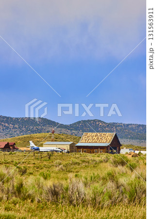 Bryce Canyon Airport Terminal Rural Landscape and Private Jet in Utah Bryce Canyon Airport Terminal Rural Landscape and Private Jet in Utah 131563911