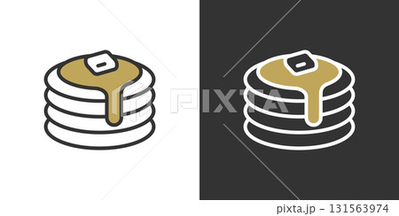 ホットケーキの2色ラインアイコン 131563974
