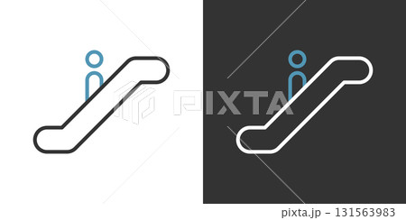 エスカレーターの2色ラインアイコン 131563983