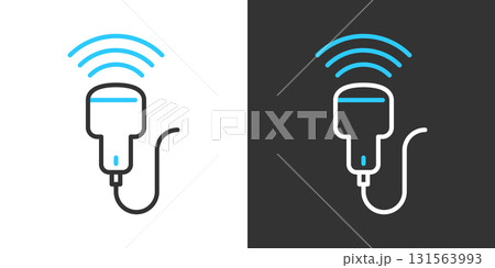 エコー検査の2色ラインアイコン エコー検査の2色ラインアイコン 131563993