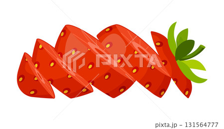 Sliced strawberry, separated into several layers. Hand drawn flat style isolated Sliced strawberry, separated into several layers. Hand drawn flat style isolated 131564777