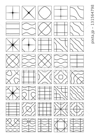 Chladni figures, Chladni patterns on rigid square plate, showing various modes of vibration. Divided into regions that vibrate in opposite directions, bounded by nodal lines where no vibration occurs. 131564798