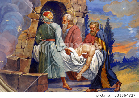 Jesus is laid in the tomb Jesus is laid in the tomb 131564827