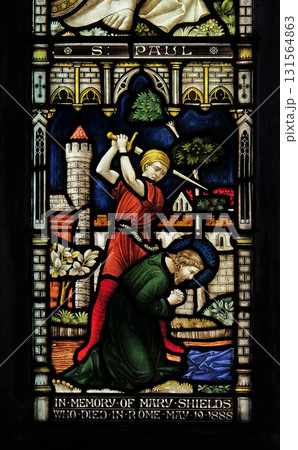 Saint Paul on the stained glass of All Saints' Anglican Church, Rome, Italy Saint Paul on the stained glass of All Saints' Anglican Church, Rome, Italy 131564863