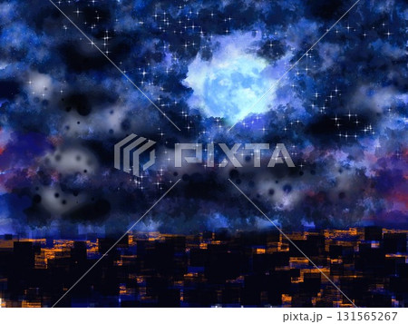 青い月が照らす夜景 青い月が照らす夜景 131565267