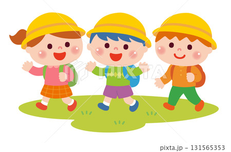 遠足で歩く子どもたち 秋バージョン 遠足で歩く子どもたち 秋バージョン 131565353