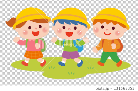 遠足で歩く子どもたち 秋バージョン 遠足で歩く子どもたち 秋バージョン 131565353