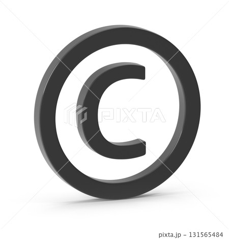 Copyright symbol, black 3D render, isolated on white Copyright symbol, black 3D render, isolated on white 131565484