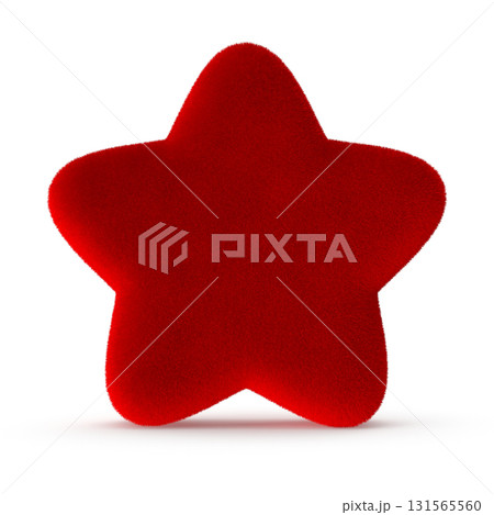 Red Star Plushie Soft, Five-Pointed, Isolated on White 131565560