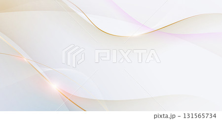 Abstract soft white, gold wave line pattern and texture on light gray gradient background. Vector element smooth line design. Digital technology concept for luxury business template, banner background 131565734