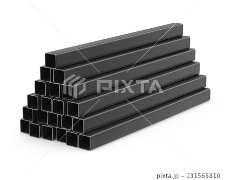 Stack of square steel tubes 131565810