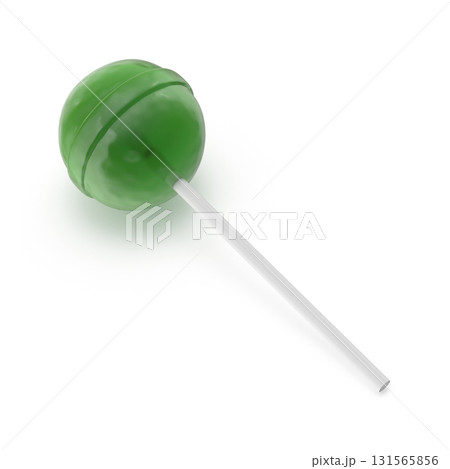 Green lollipop on a white stick 131565856