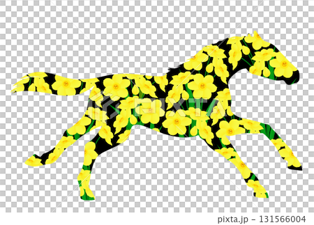 走る馬と黄水仙のイラスト 走る馬と黄水仙のイラスト 131566004