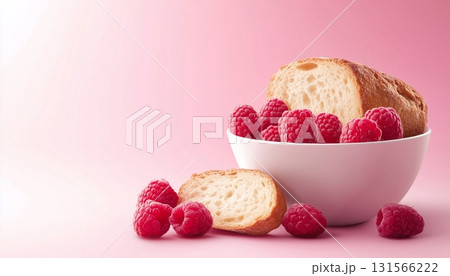 Raspberry fresh organic fruit and bread slice on ceramic white bowl Raspberry fresh organic fruit and bread slice on ceramic white bowl 131566222