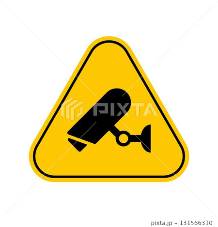 Video surveillance sign, CCTV Warning Sign, Isolated On White Background. Yellow Triangle Caution Symbol. Simple, flat vector icon Video surveillance sign, CCTV Warning Sign, Isolated On White Background. Yellow Triangle Caution Symbol. Simple, flat vector icon 131566310