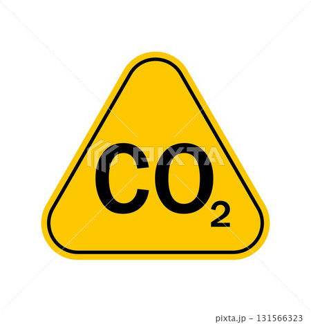 CO2 warning sign , carbon dioxide warning symbol , Yellow Triangle Caution Symbol, isolated on white background, vector icon 131566323