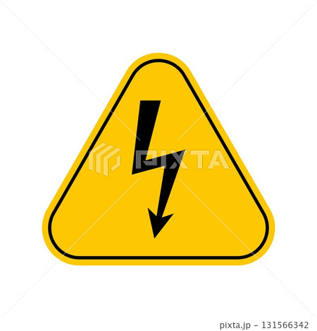 Danger electricity warning symbol. Don't touch sign, Yellow Triangle Caution Symbol, isolated on white background, vector icon 131566342