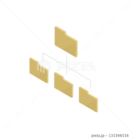 フォルダ構造をイメージしたアイソメトリックなベクターアイコン (データ共有・ファイル管理・クラウド) 131566516