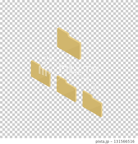 フォルダ構造をイメージしたアイソメトリックなベクターアイコン (データ共有・ファイル管理・クラウド) 131566516