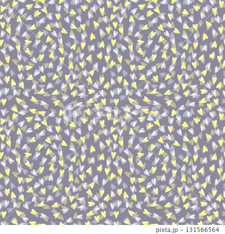 Blue and yellow hearts seamless pattern, hand drawn watercolor illustration isolated on lavender background. Can be used for textile, wrapping and other printed products. 131566564