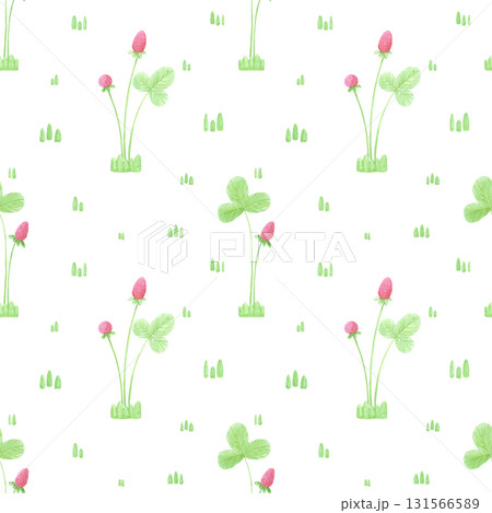 Hand drawn watercolor wild strawberry with green leaves seamless pattern. Illustration isolated on white background. Can be used for textile, fabric, scrapbook and other printed products. Hand drawn watercolor wild strawberry with green leaves seamless pattern. Illustration isolated on white background. Can be used for textile, fabric, scrapbook and other printed products. 131566589