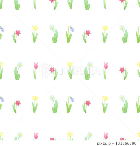 Hand drawn watercolor wild flowers seamless pattern. Illustration isolated on white background. Can be used for textile, fabric, scrapbook and other printed products. 131566590