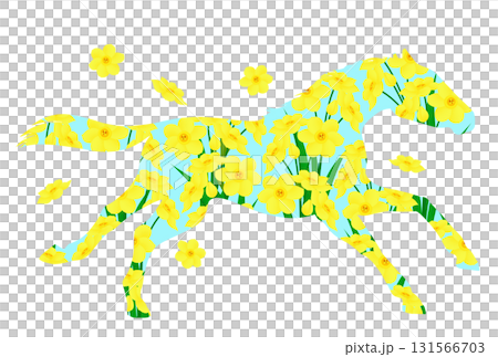 走る馬と黄水仙のイラスト 走る馬と黄水仙のイラスト 131566703