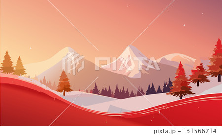 赤い雪原の背景 131566714