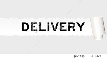 Ripped gray paper background that have word delivery under torn part 131566999