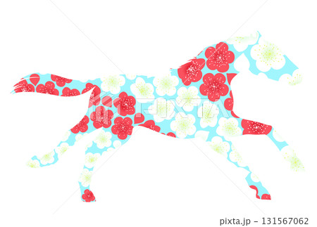 走る馬と梅のイラスト 走る馬と梅のイラスト 131567062