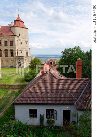 Jezeri Castle near Czechoslovak army coal mine, Horni Jiretin, Most district, Ustecky region, Czech Republic, sunny summer day Jezeri Castle near Czechoslovak army coal mine, Horni Jiretin, Most district, Ustecky region, Czech Republic, sunny summer day 131567400