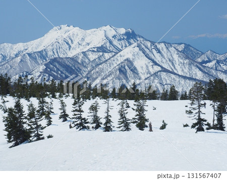 火打山から望む雪の高妻山 131567407