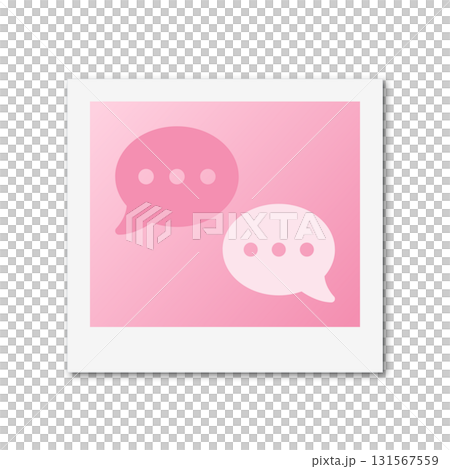 会話やメッセージを示す吹き出し付きポラロイド枠 会話やメッセージを示す吹き出し付きポラロイド枠 131567559